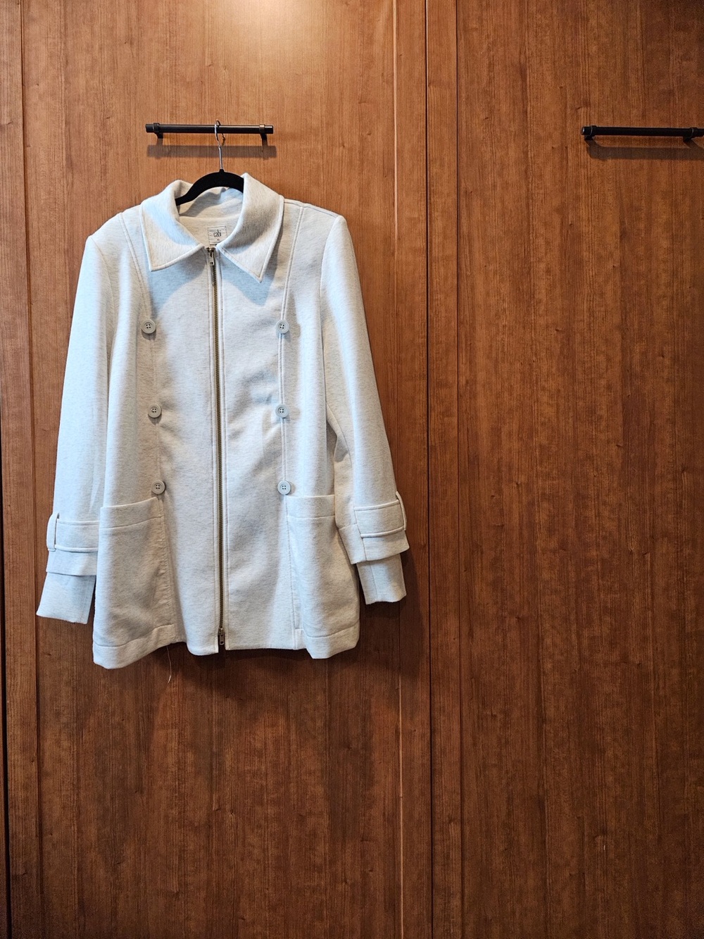 CAbi Peacoat with Zip Front-Oatmeal Cream color